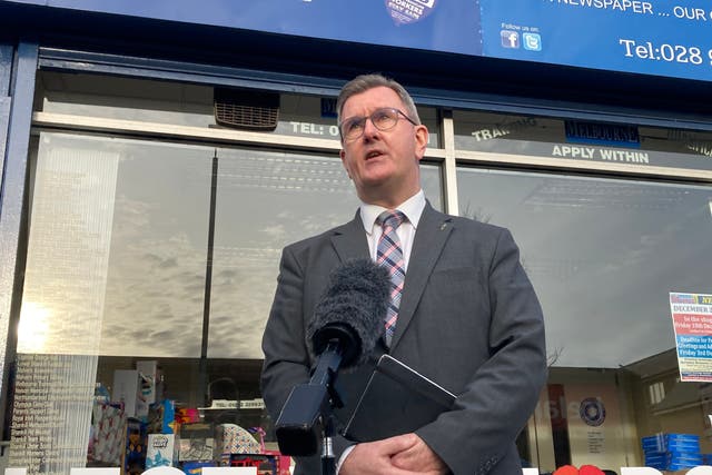 DUP leader Sir Jeffrey Donaldson said he will be speaking to colleagues over public health advice on the coronavirus pandemic after the party was accused of sending mixed messages (Rebecca Black/PA)