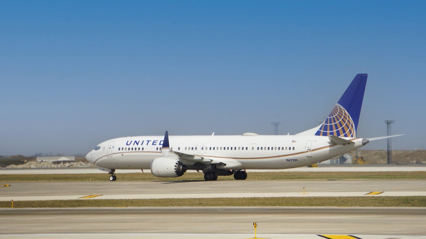 <p>A United Boeing 737 MAX </p>