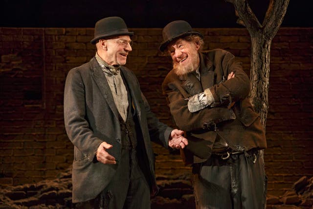 <p>Patrick Stewart, left, as Vladimir and Ian McKellen as Estragon in  Sean Mathias’s 2013 production of ‘Waiting for Godot’</p>