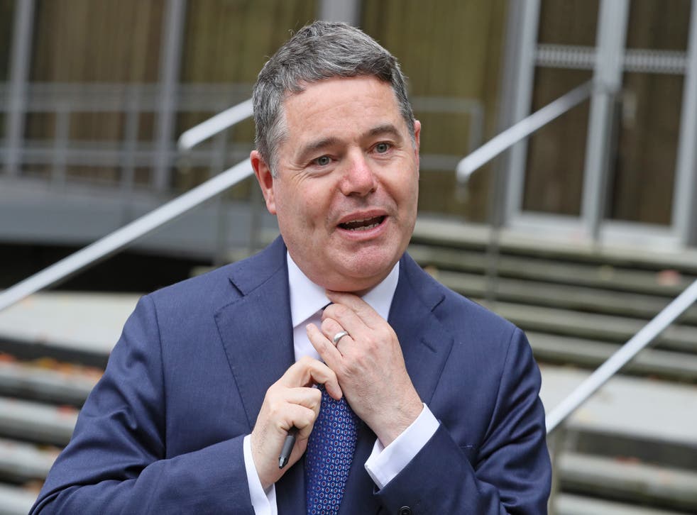 Finance Minister Paschal Donohoe leaves RTE Radio 1 in Dublin (Brian Lawless/PA)