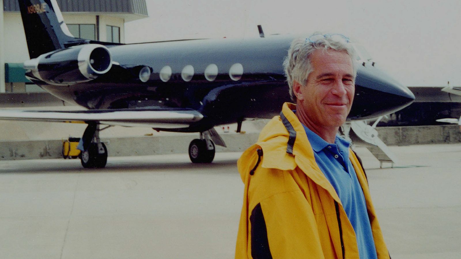 Jeffrey Epstein pictured in front of one of his private jets