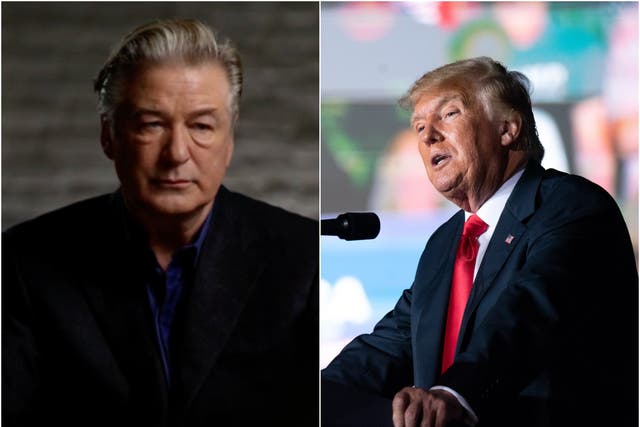 <p>Alec Baldwin has reacted on Donald Trump’s claims about the ‘Rust’ shooting </p>