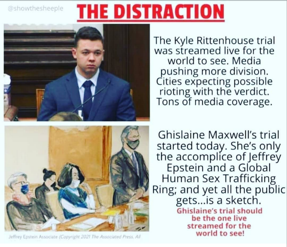 A meme posted on Instagram falsely suggests Ghislaine Maxwell’s trial is being kept from the public. In reality, Mr Rittenhouse and Ms Maxwell were tried in different US jurisdictions that have different rules on video cameras in courtrooms