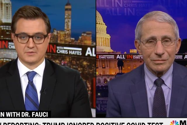 <p>Dr Anthony Fauci appears on MSNBC</p>