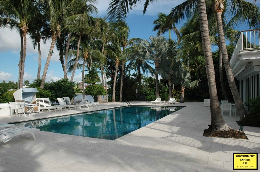 The pool at the Palm Beach mansion