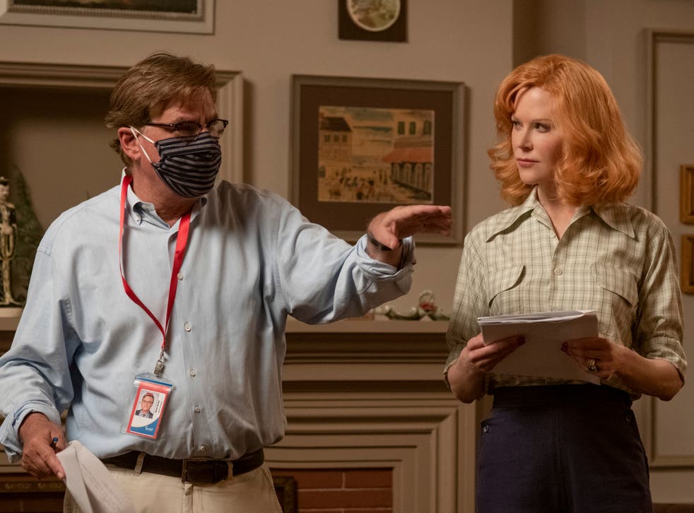 <p>Aaron Sorkin and Nicole Kidman on the set of the Lucille Ball biopic ‘Being the Ricardos’ </p>