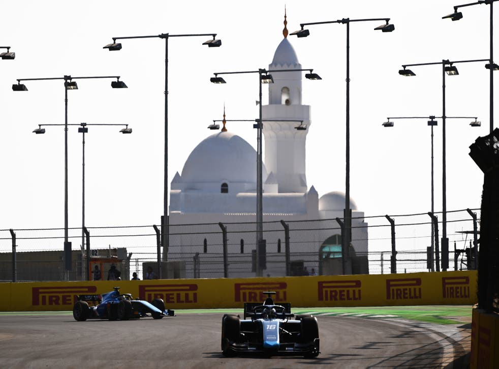 <p>Formula 2 cars got their first taste of the Jeddah Corniche Circuit on Friday</p>