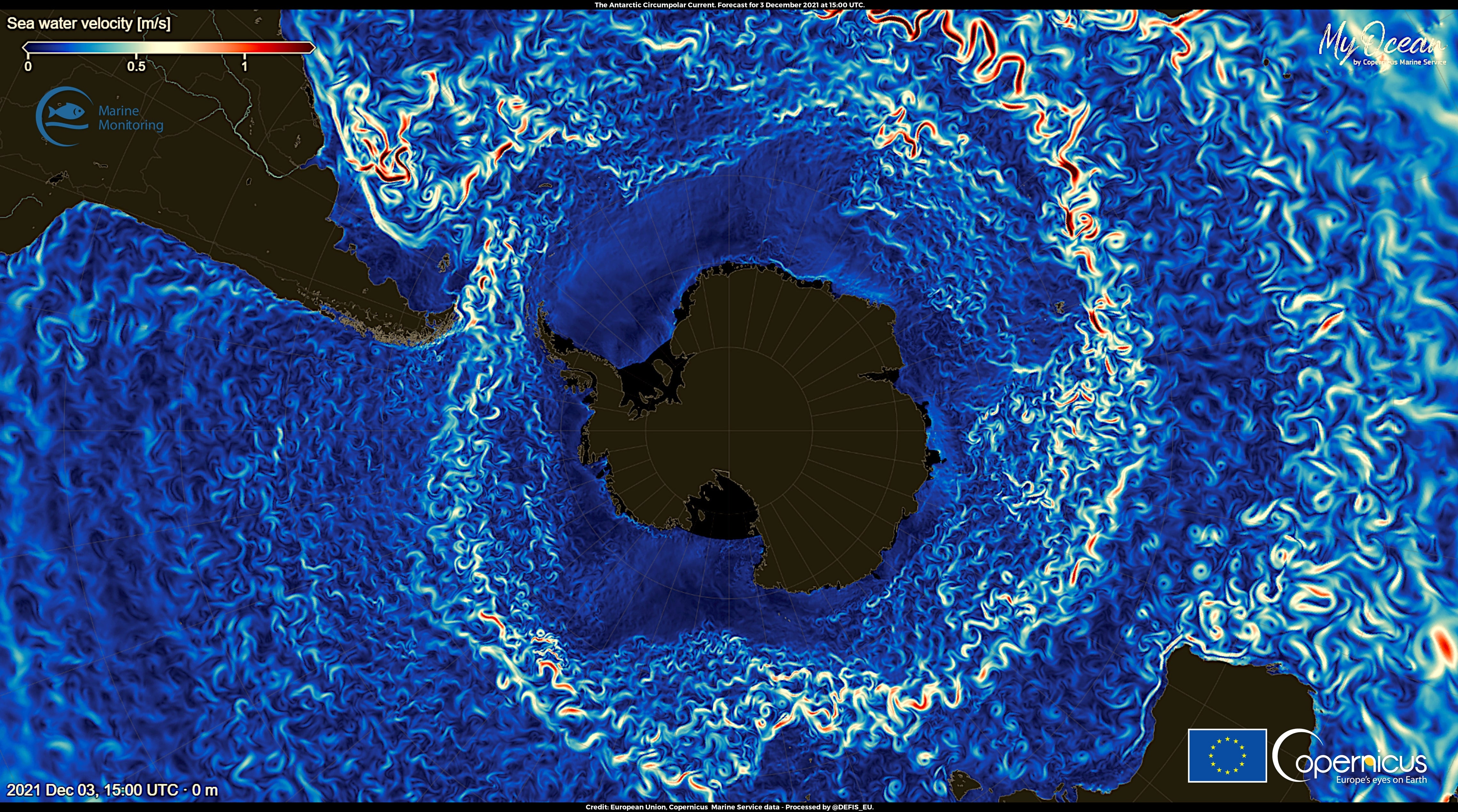 <p>The Antarctic Circumpolar Current (ACC) is the only ocean current that circumnavigates the planet.</p>