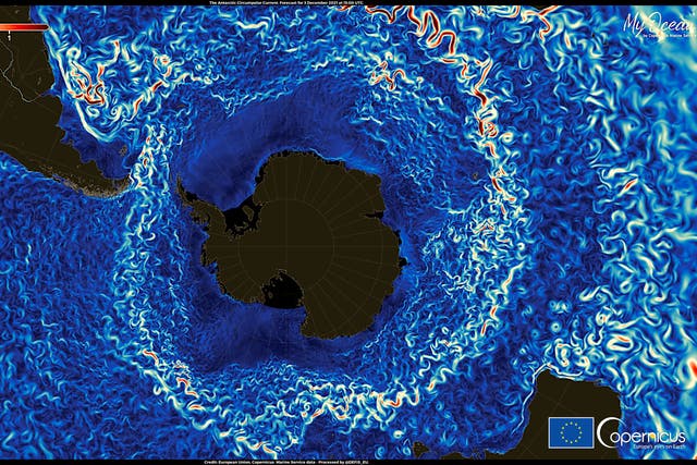 <p>The Antarctic Circumpolar Current (ACC) is the only ocean current that circumnavigates the planet.</p>