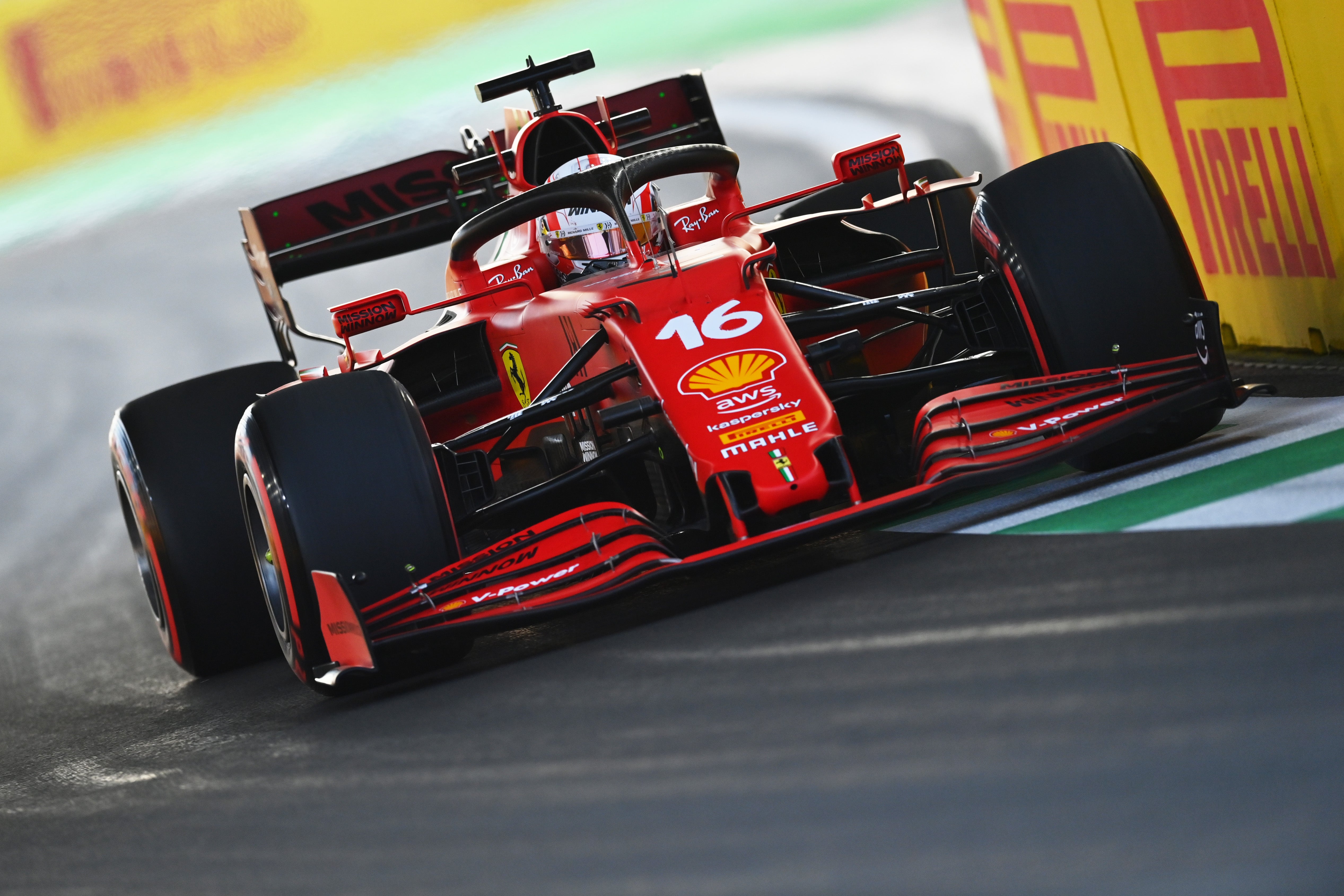 Charles Leclerc of Monaco driving the (16) Scuderia Ferrari SF21 during practice