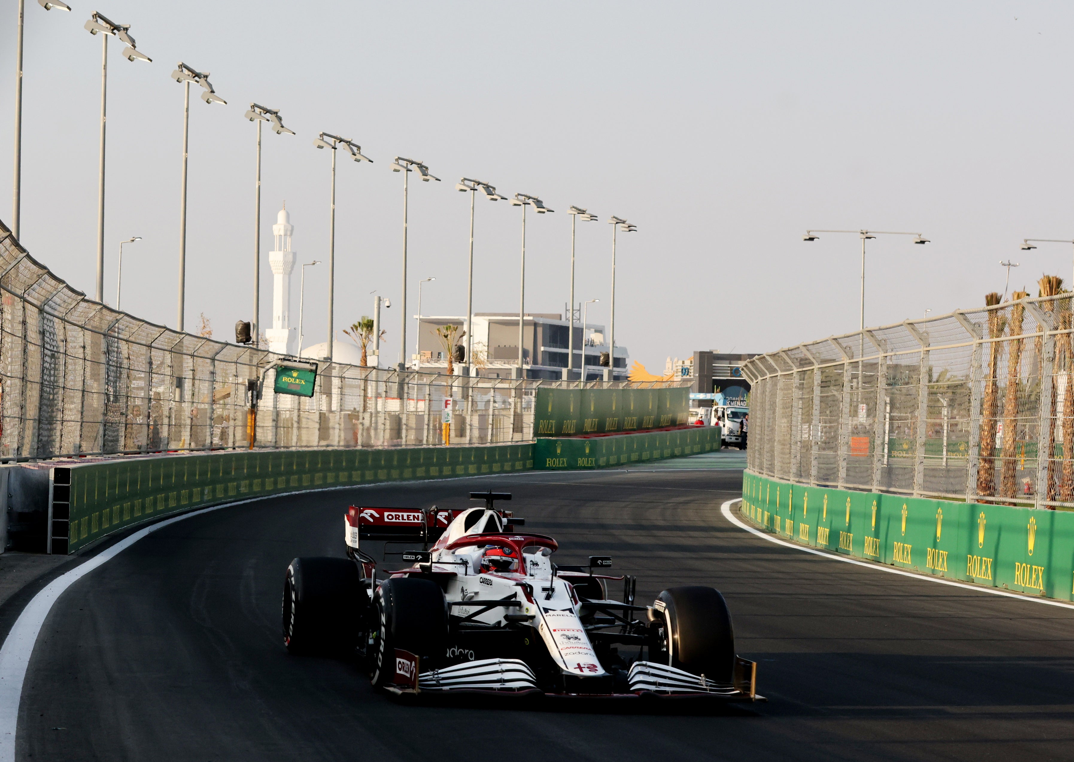 Alfa Romeo's Kimi Raikkonen during practice in Saudi Arabia