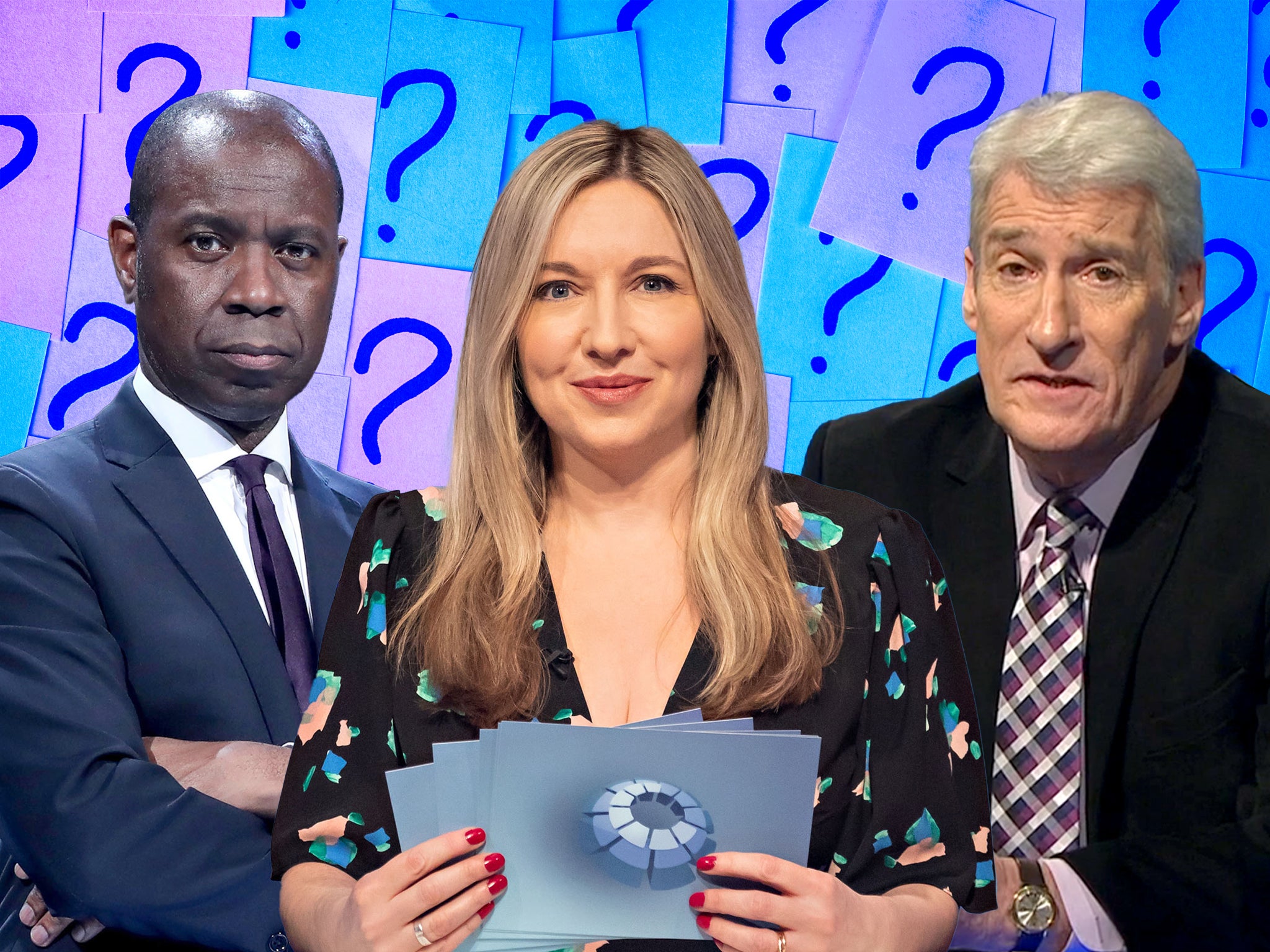 Quiz masters Clive Myrie, Victoria Coren Mitchell and Jeremy Paxman