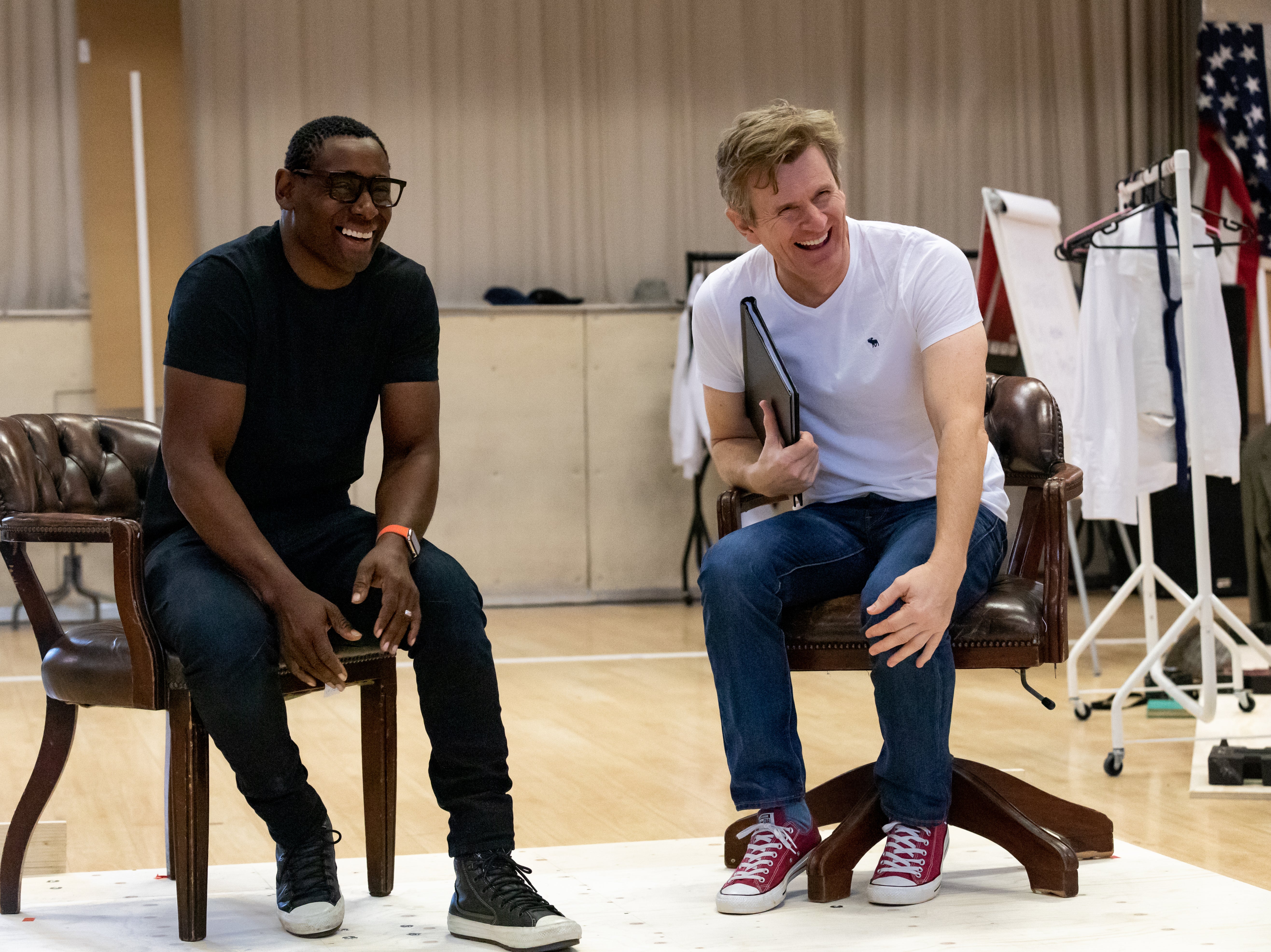 Harewood and Charles Edwards during rehearsals of ‘Best of Enemies’