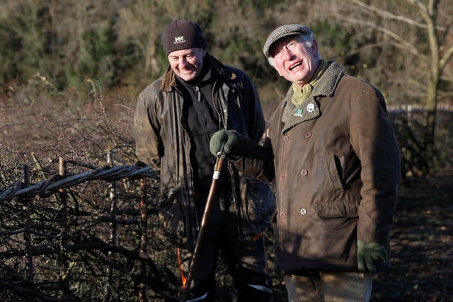 The Prince of Wales at the Patron’s Day of hedgelaying event at the Highgrove estate (Peter Nicholls/PA)