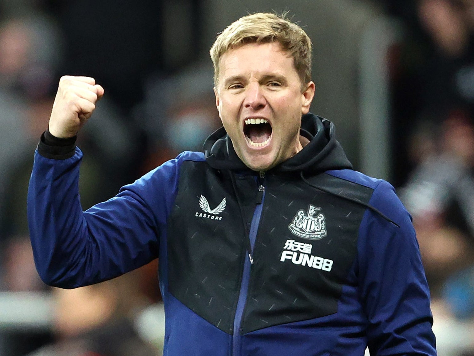 Newcastle head coach Eddie Howe celebrates victory over Burnley (Richard Sellers/PA)