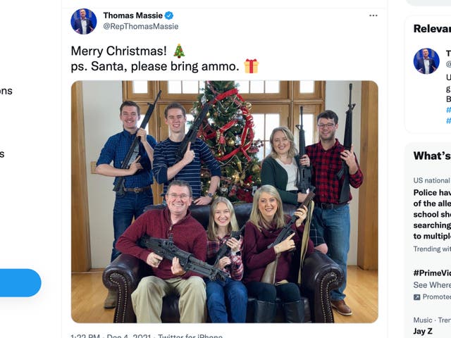 <p>A message posted by Kentucky Republican congressman Thomas Massie</p>
