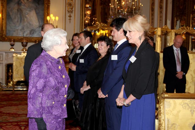 The Queen meeting Joanna Lumley (Gareth Fuller/PA)