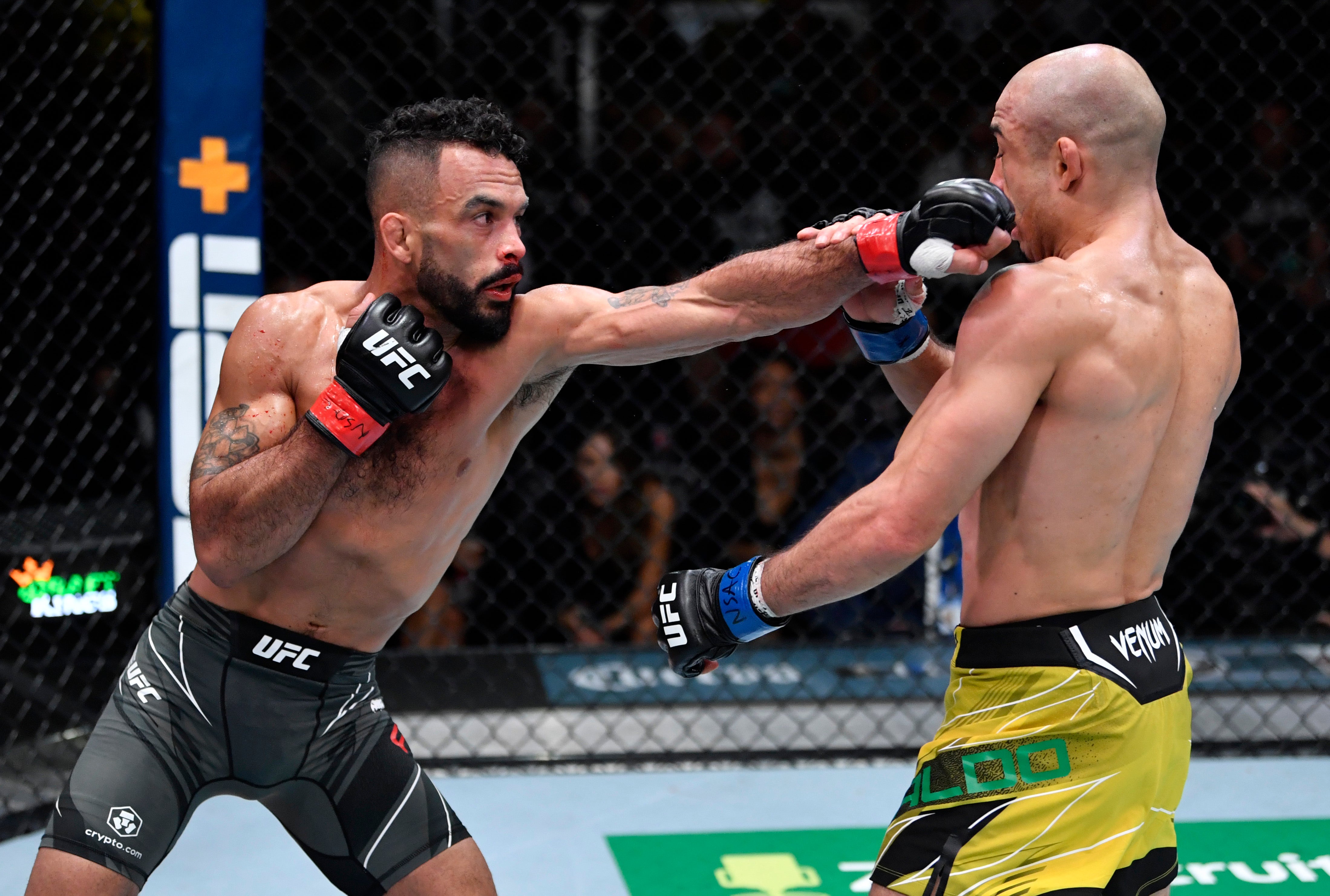 Rob Font (left) was outpointed by Jose Aldo in his most recent fight