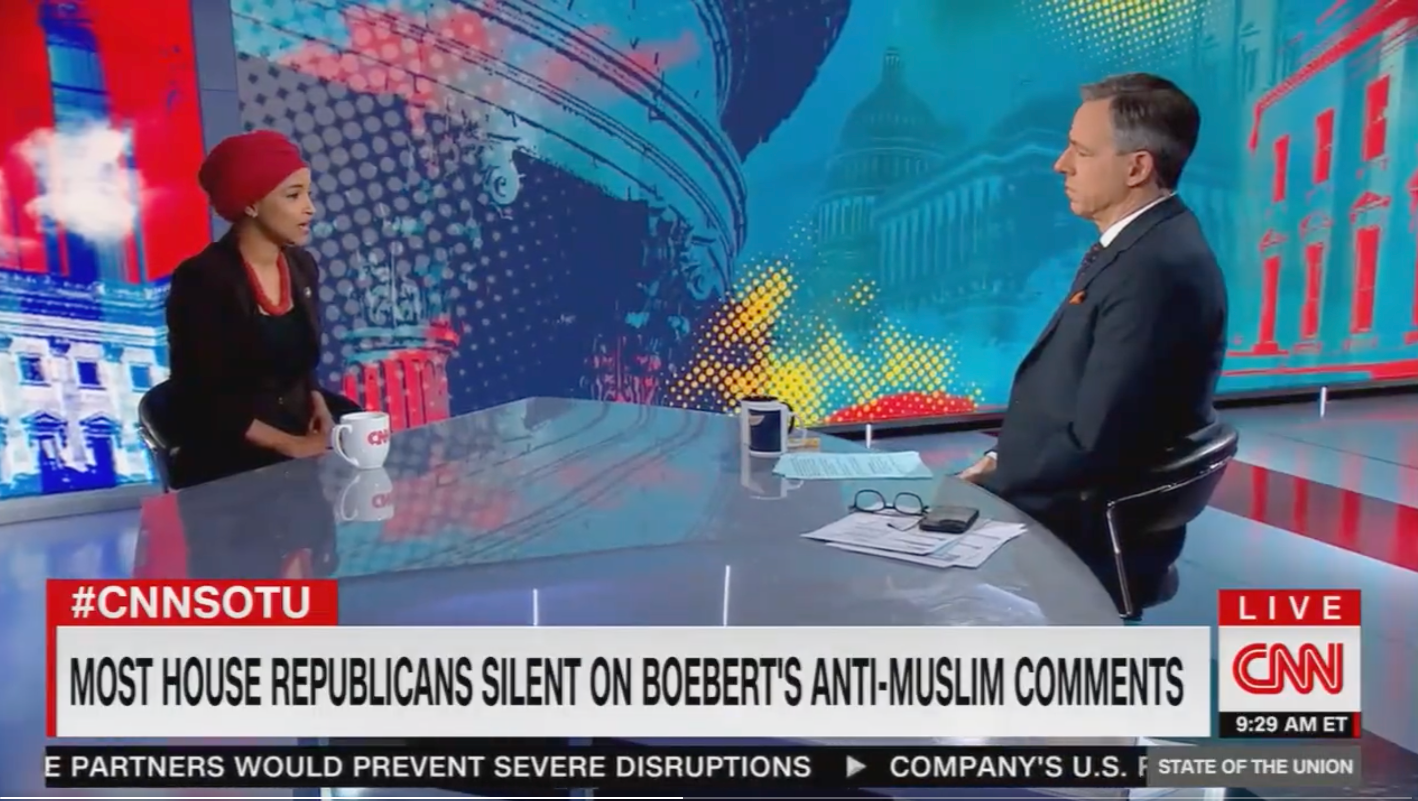 <p>Ilhan Omar speaks to Jake Tapper on CNN’s State of the Union</p>