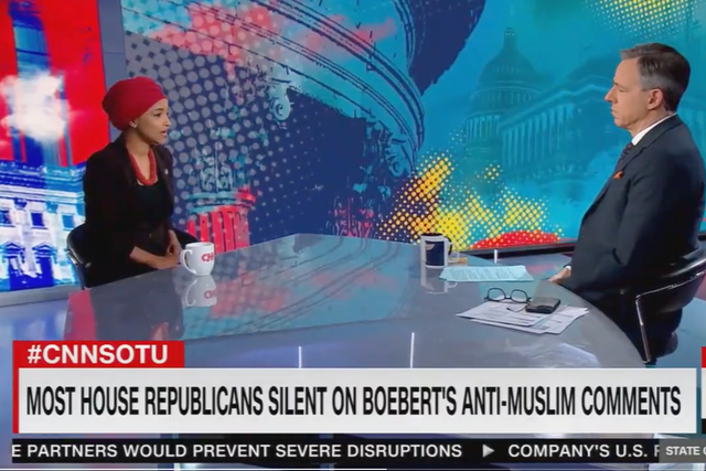 <p>Ilhan Omar speaks to Jake Tapper on CNN’s State of the Union</p>