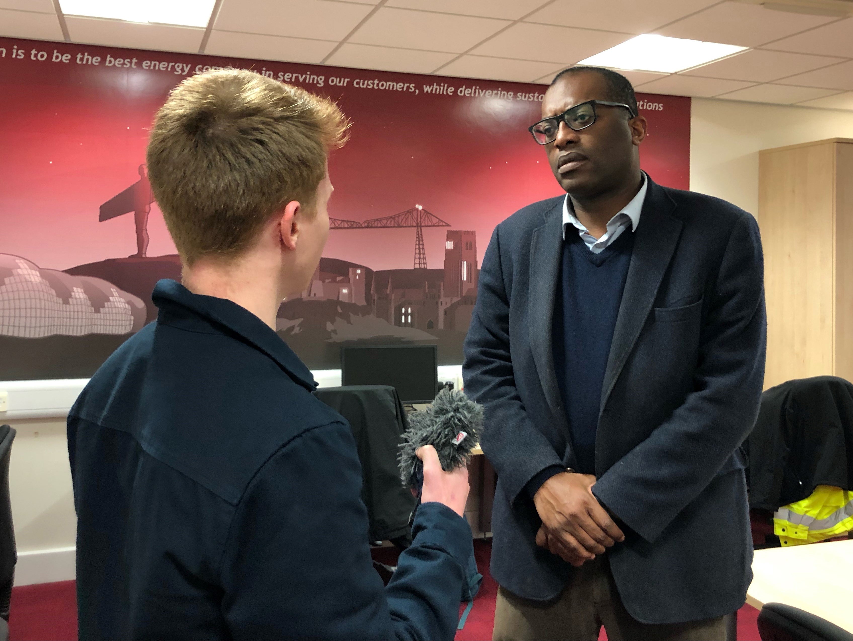 Energy Secretary Kwasi Kwarteng during a visit to a Northern Powergrid call centre in Penshaw, near Sunderland (Tom Wilkinson/PA)