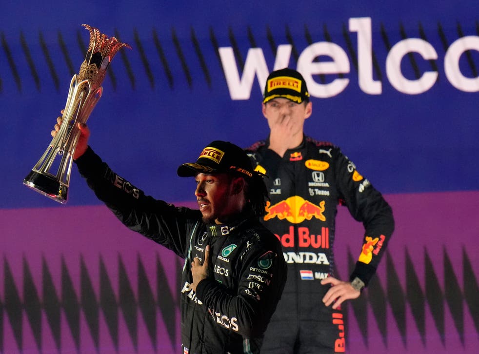 Lewis Hamilton won a thrilling Saudi Arabian Grand Prix ahead of Max Verstappen (Hassan Ammar/AP)