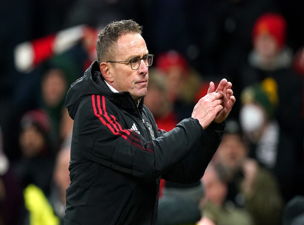 Manchester United interim manager Ralf Rangnick applauds the fans after a 1-0 win over Crystal Palace at Old Trafford (Martin Rickett/PA)