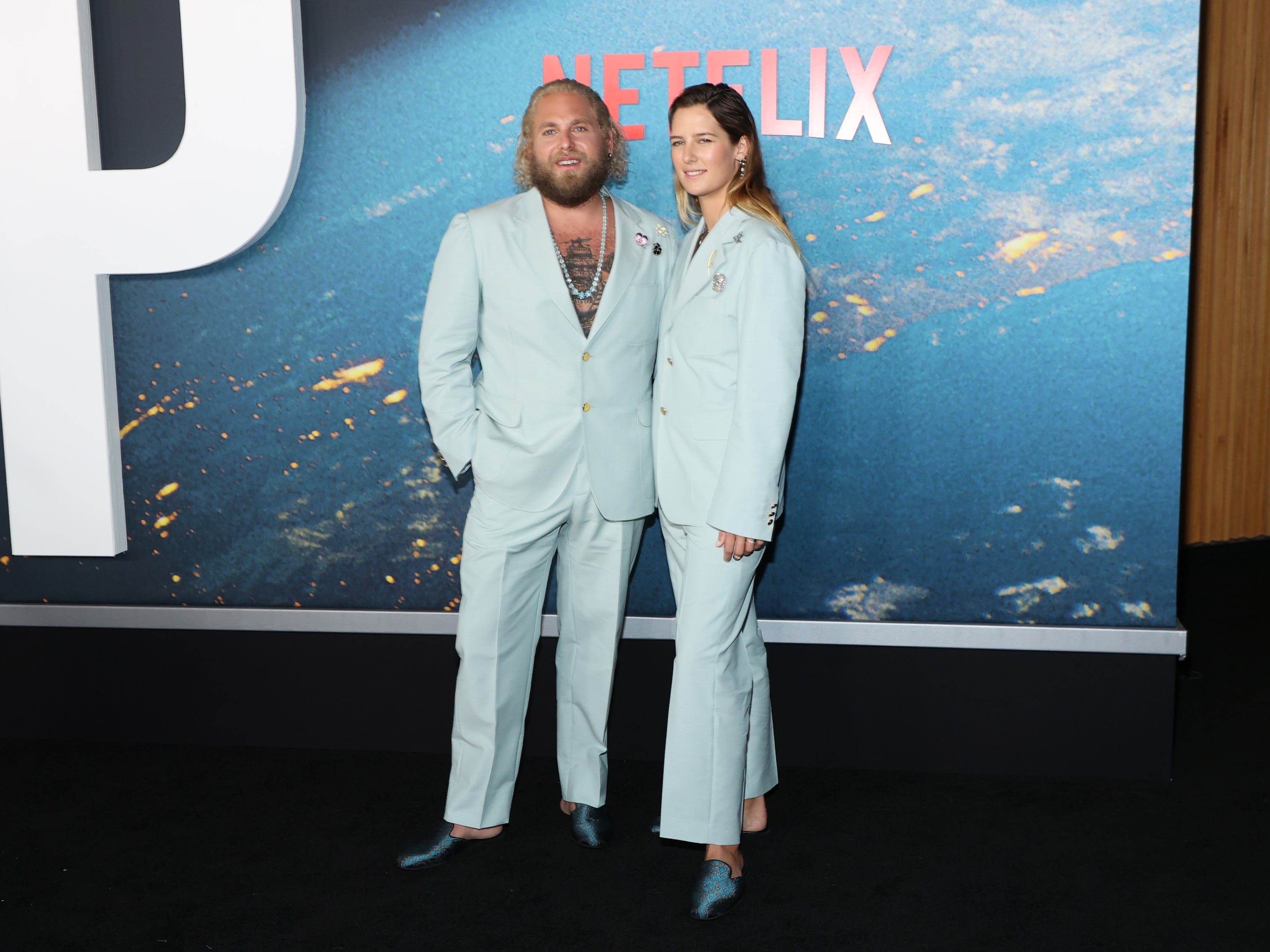 Jonah Hill and Sarah Brady wore matching suits to the premiere