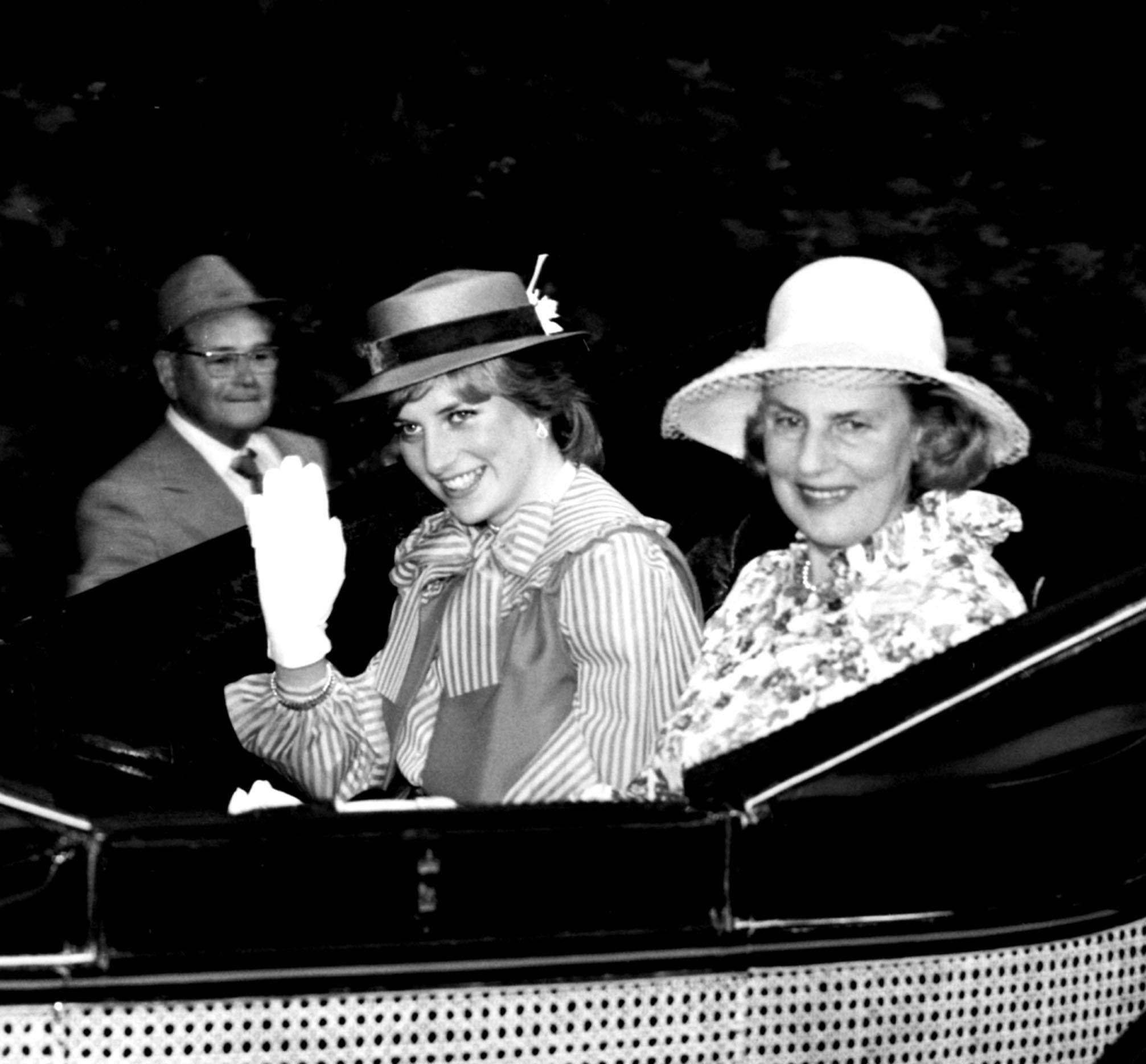 Princess Diana pictured with the Duchess of Grafton at Royal Ascot on Ladies' Day.