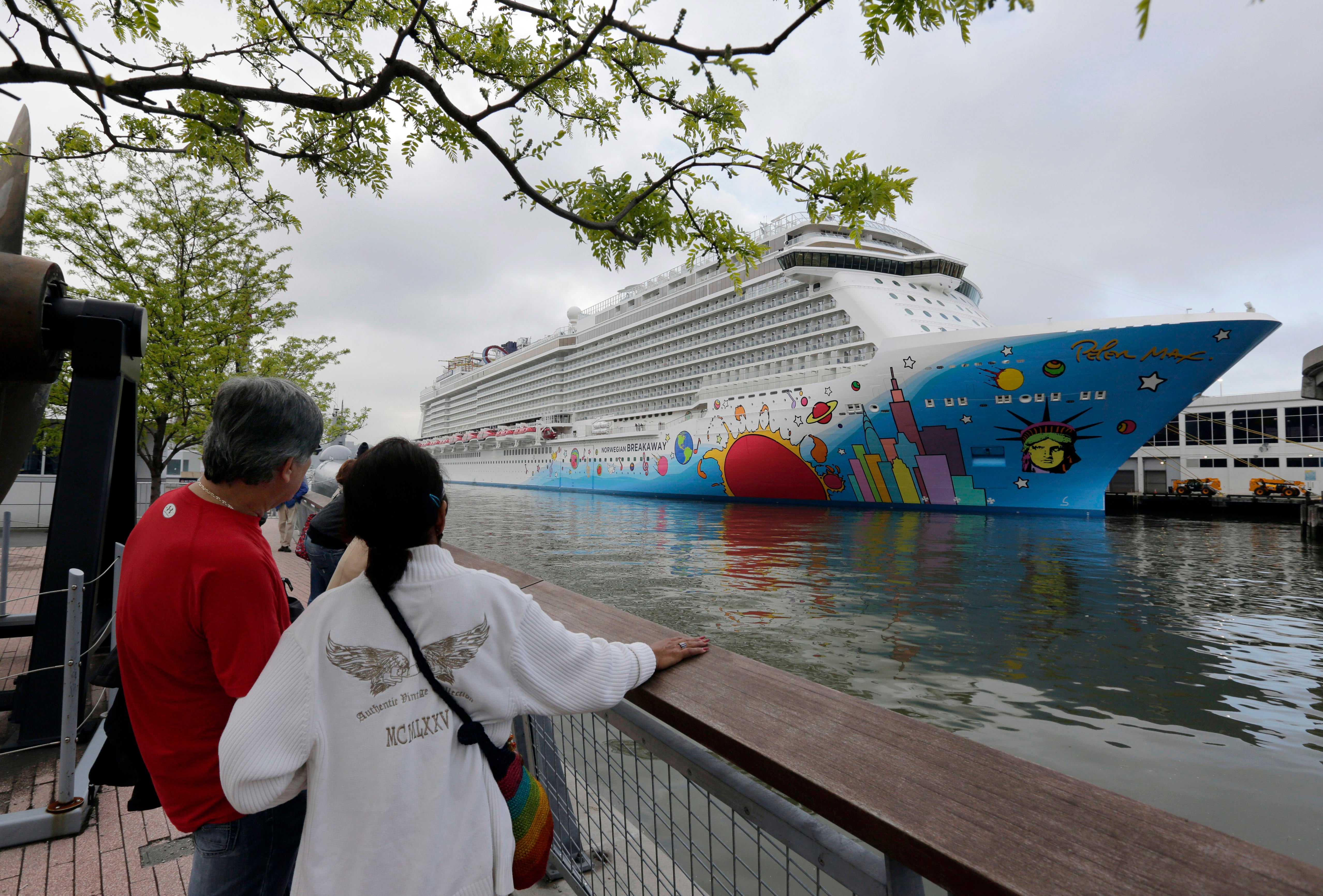 File Norwegian Cruise Line’s ship, Norwegian Breakaway, on the Hudson River in 2013. About 17 people tested positive for Covid on cruise ship which docked New Orleans on Sunday