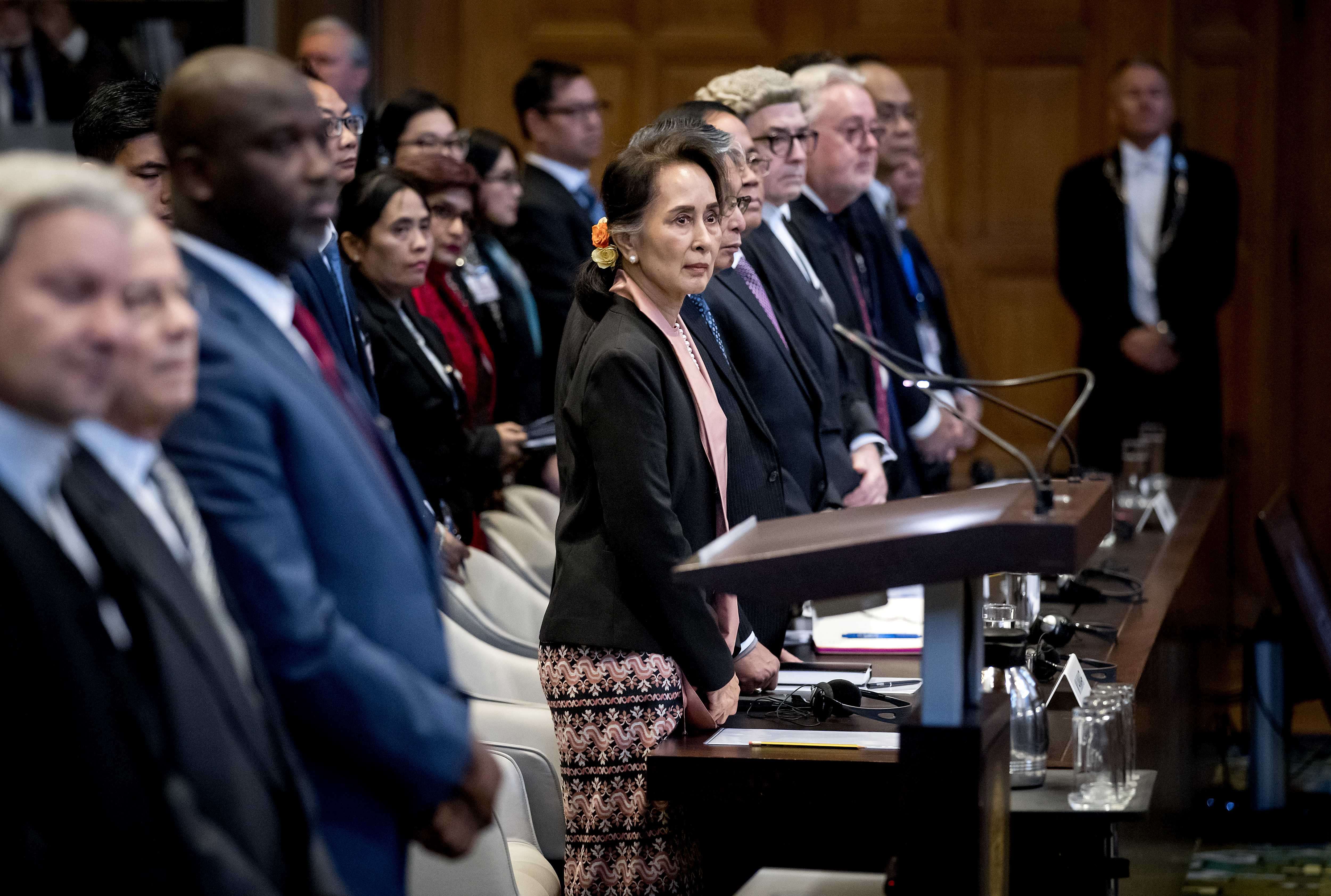 Aung San Suu Kyi appears before the International Court of Justice at The Hague in 2019
