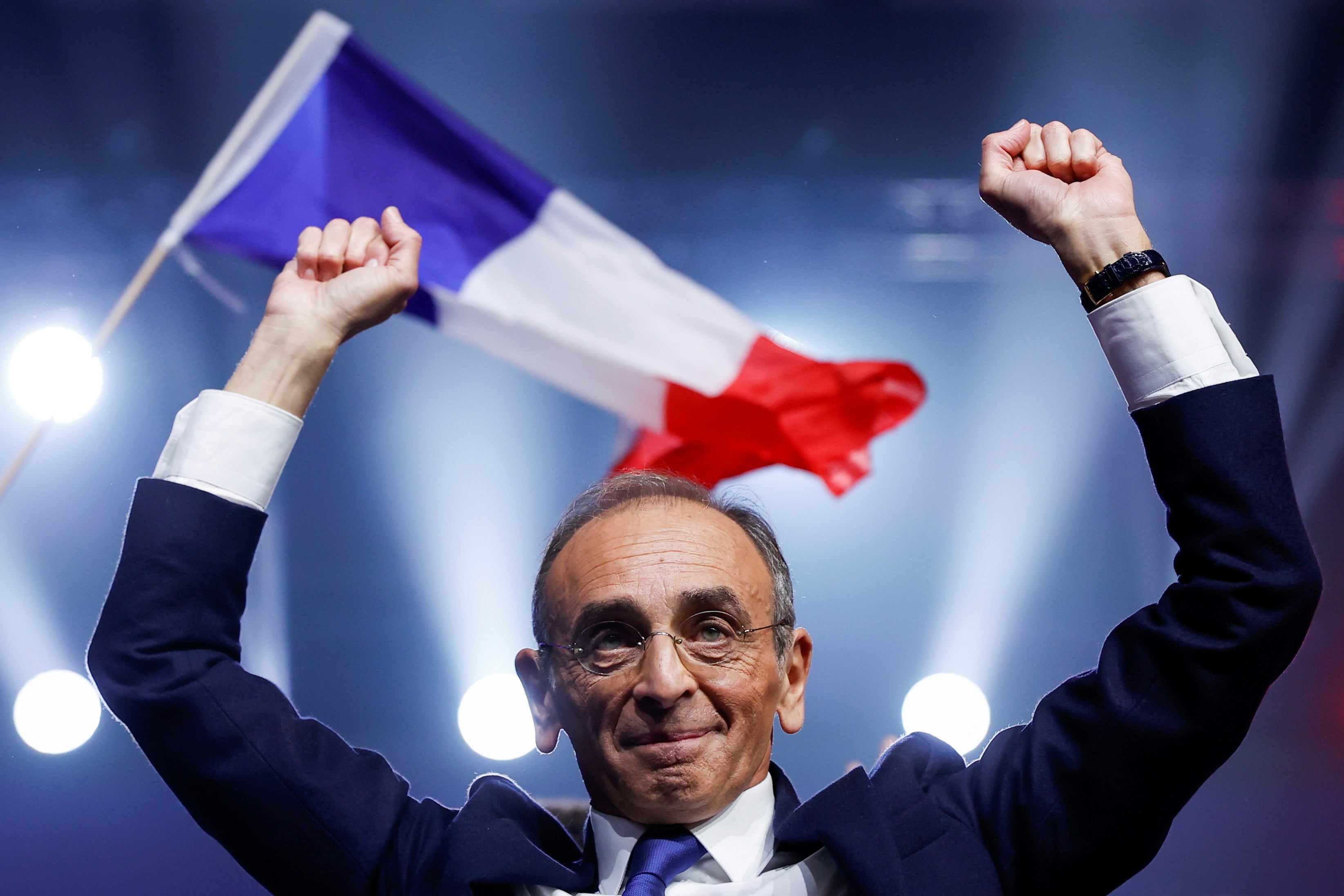 French far-right commentator Eric Zemmour, at the attends rally in Villepinte near Paris