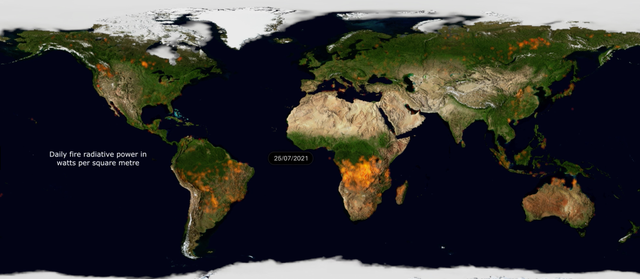 <p>New video based on satellite data shows the spread of devastating wildfires around the world this year</p>