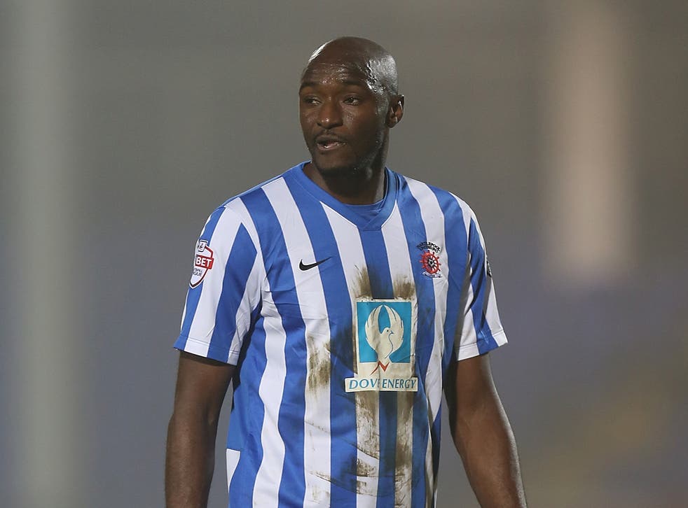 <p>Marvin Morgan during his time at Hartlepool United</p>