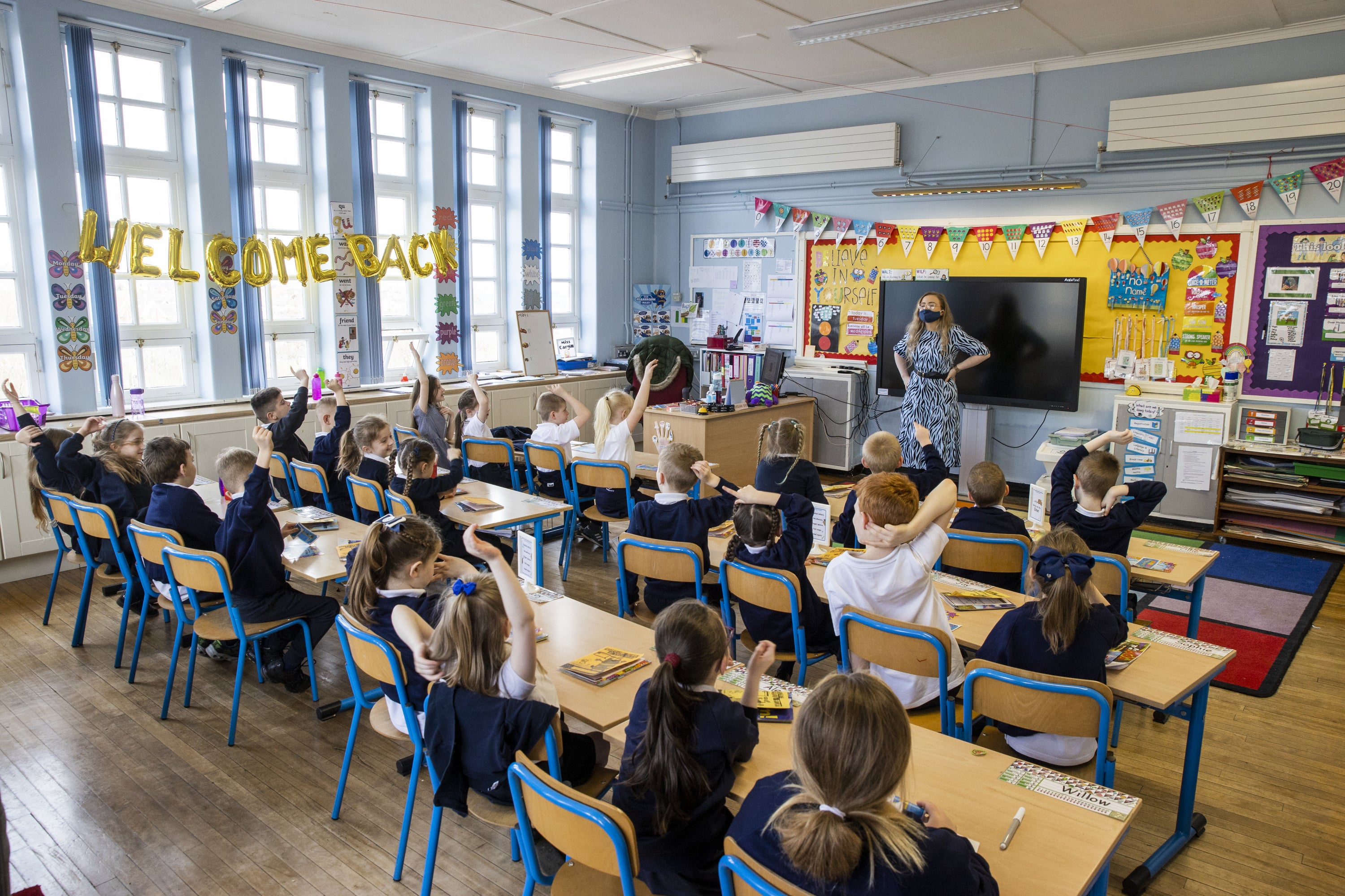 A class at Springfield Primary School in Belfast. The Education Minister says there are no plans to extend the Christmas holidays (Liam McBurney/PA)