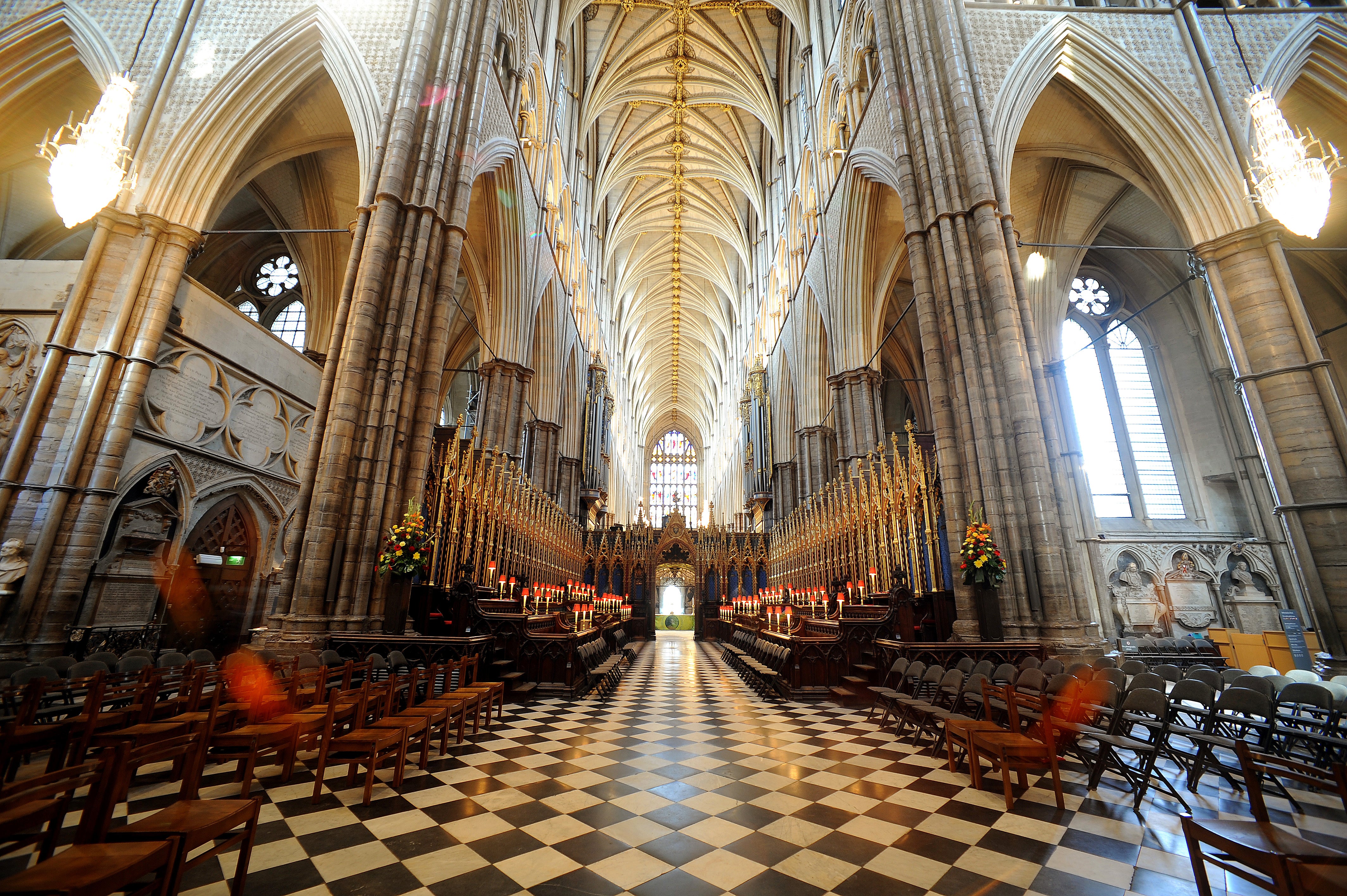 The view from the altar towards the west door in Westminster Abbey where the carol concert will take place (John Stillwell/PA)