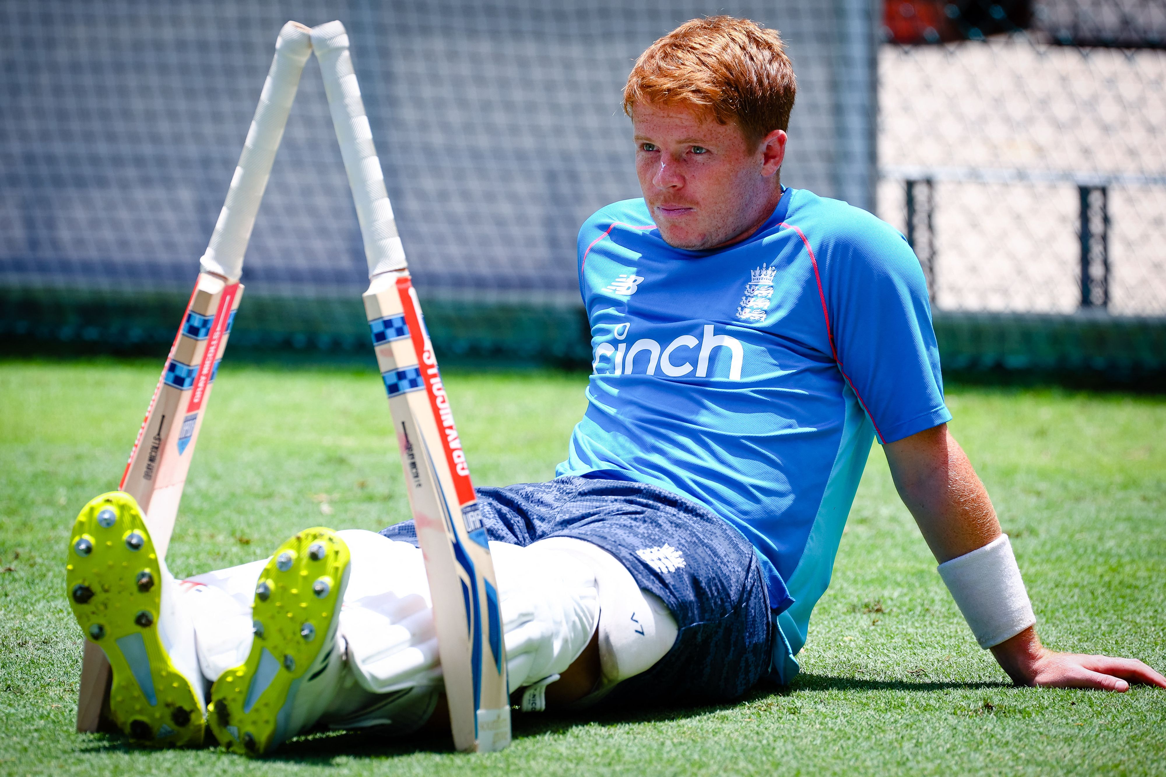 England's Ollie Pope takes a break