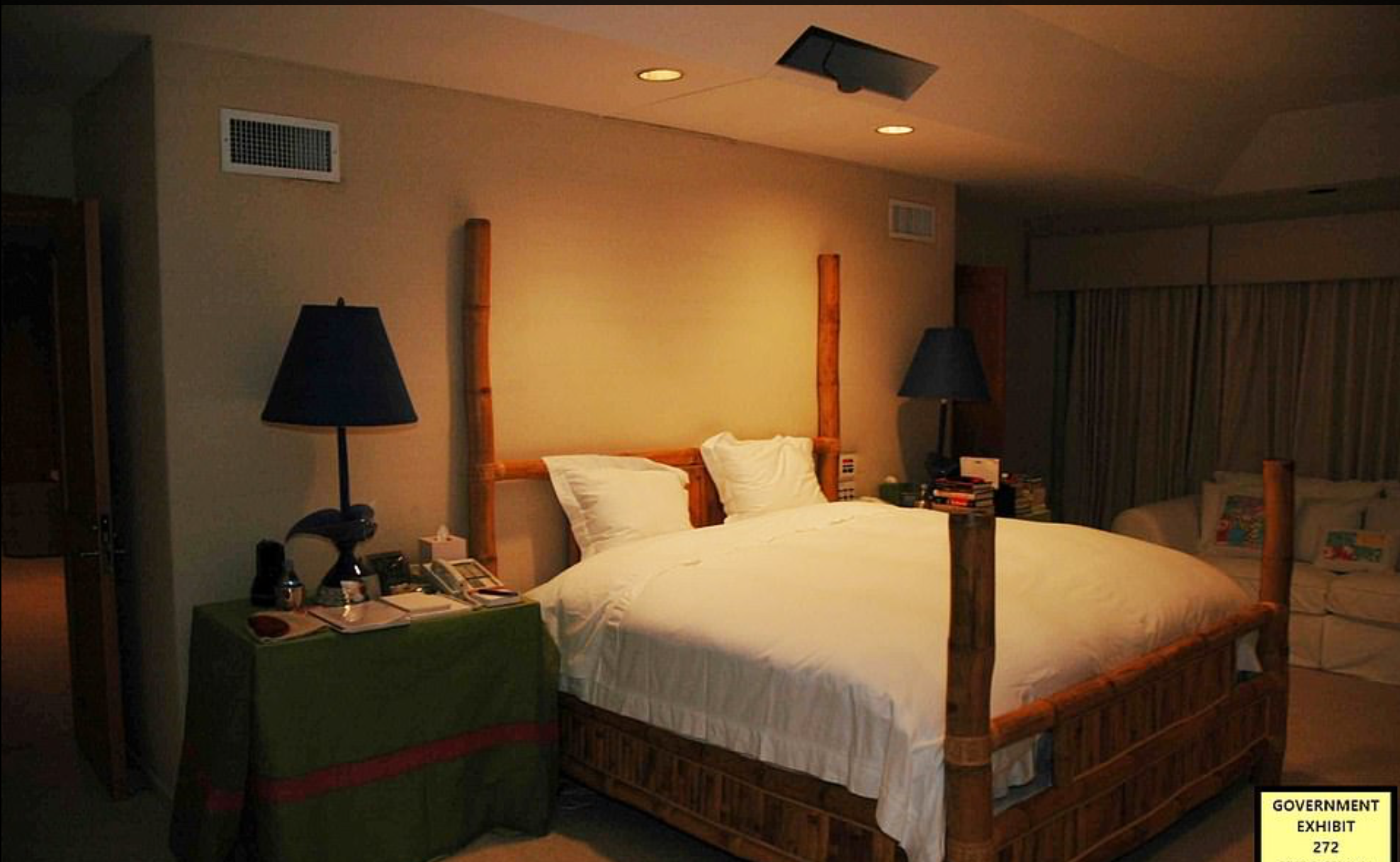 A bedroom in Jeffrey Epstein’s Palm Beach property