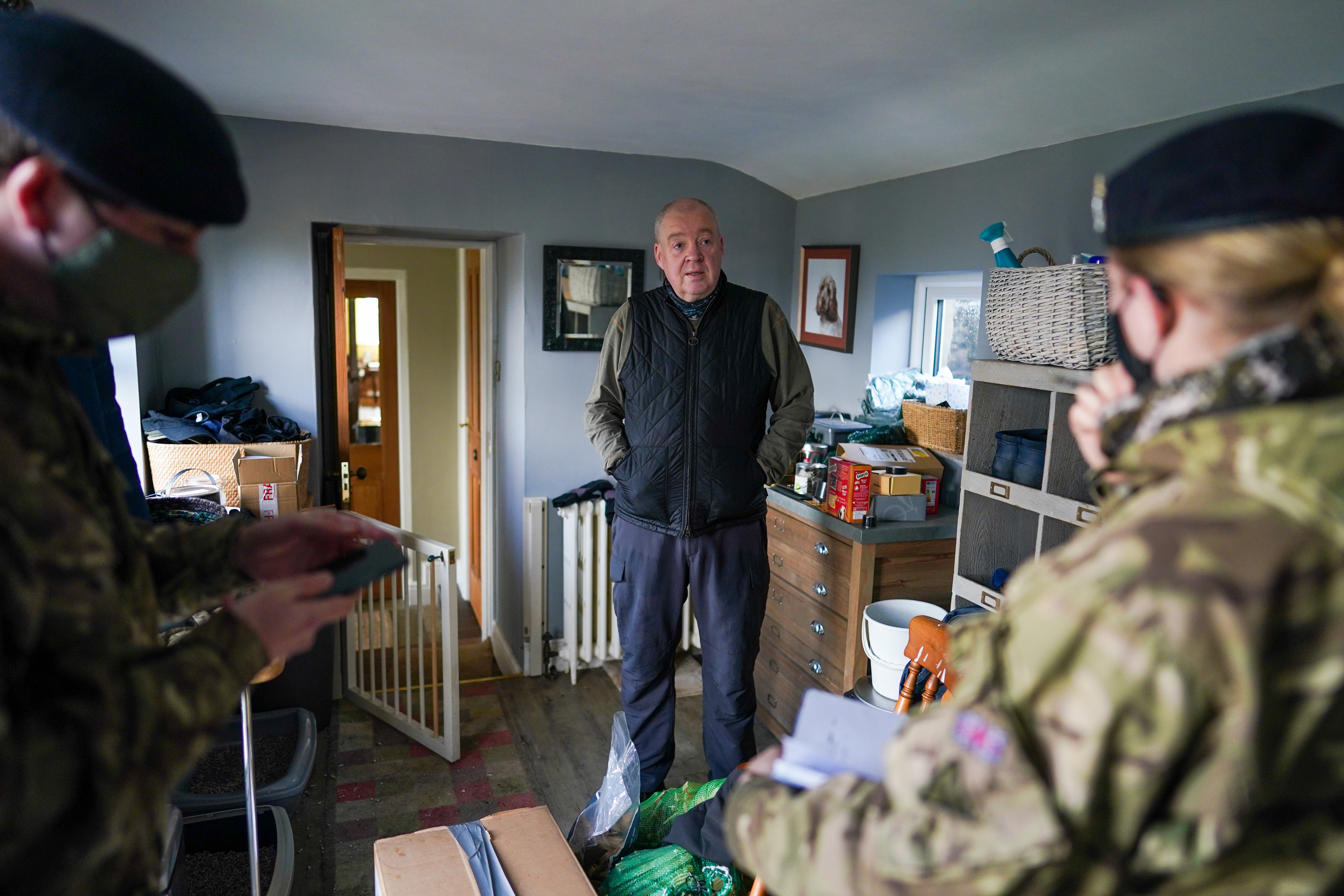 Soldiers carry out welfare checks at a remote property that remains without power in County Durham