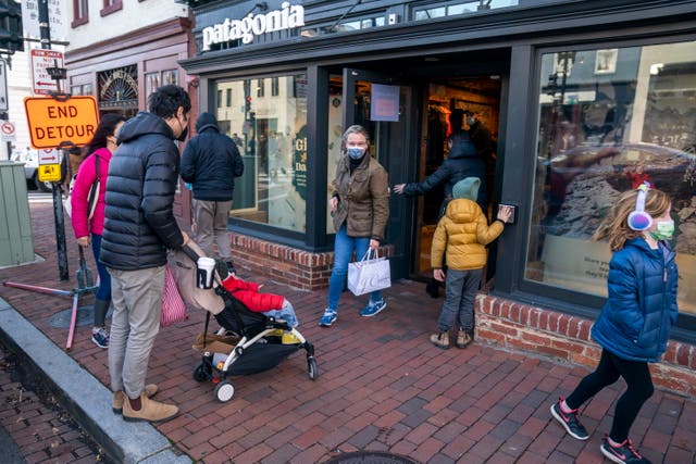 <p>File photo: Shoppers outside a Patagonia store in Georgetown, Washington</p>