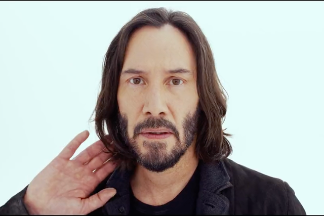 <p>Keanu Reeves in The Matrix Resurrections</p>
