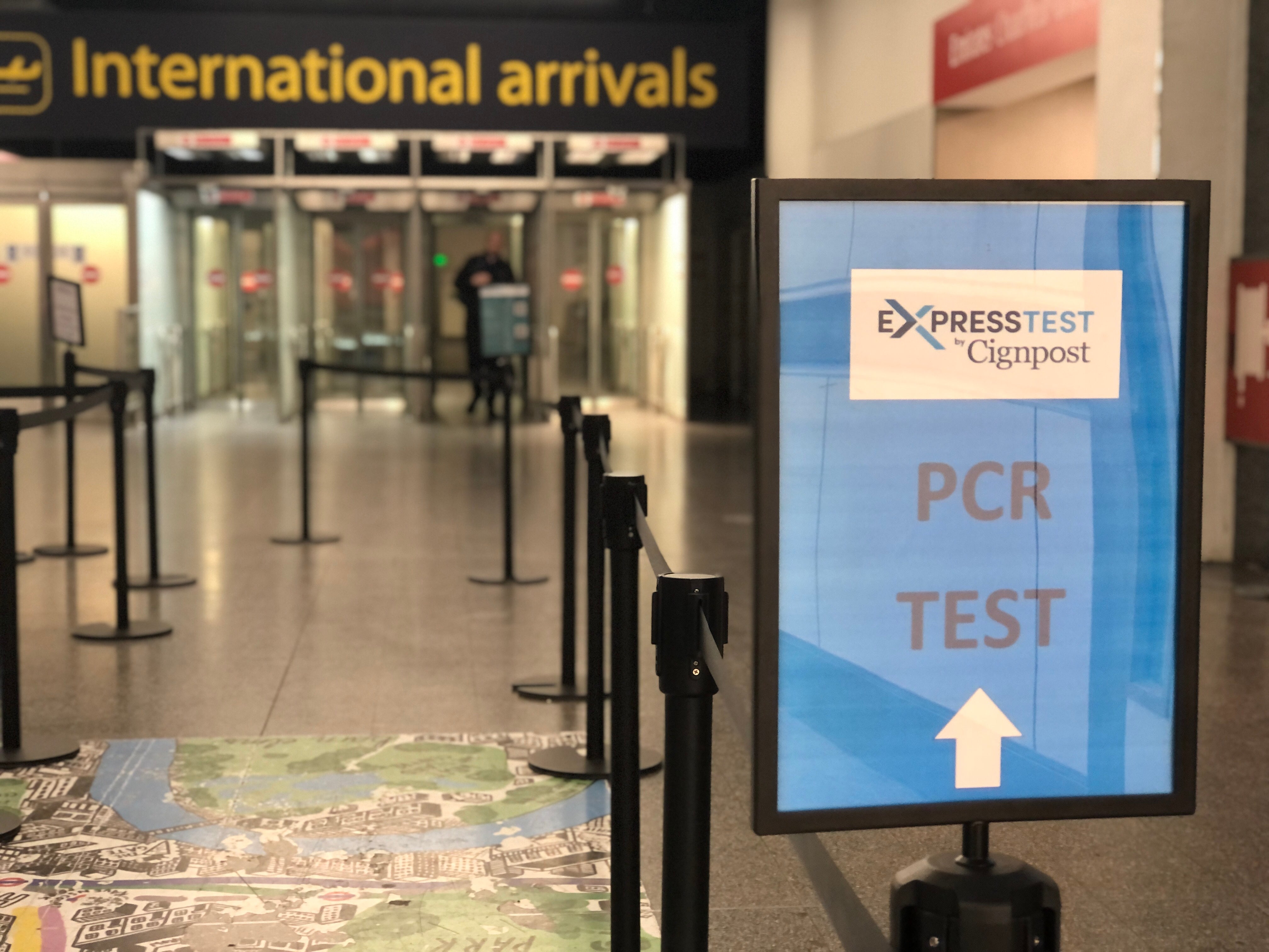 Testing times: Arrivals at Gatwick Airport North Terminal