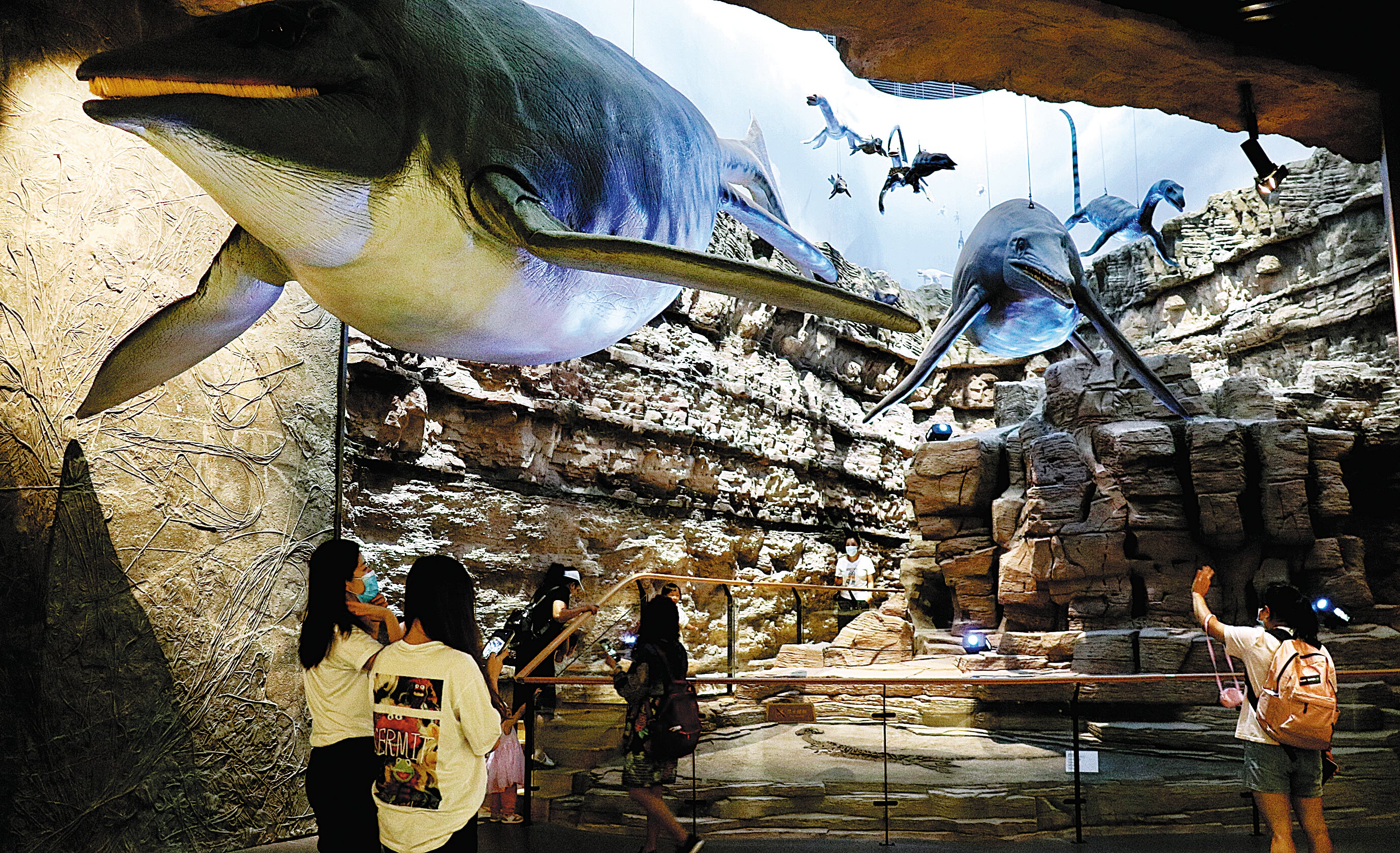 Tourists visit a hall in the Geological Museum of Guizhou in Guiyang, Guizhou province