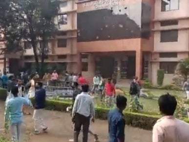A crowd of dozens stormed the school in Ganj Basoda town of central India’s Madhya Pradesh state on Monday