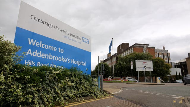 The woman is being treated at Addenbrooke’s Hospital in Cambridge (Chris Radburn/PA)