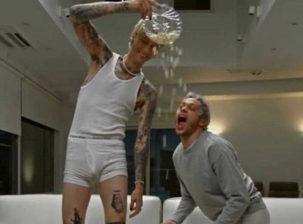 <p>Machine Gun Kelly and Pete Davidson took over Calvin Klein’s Instagram Live for a mock photoshoot</p>