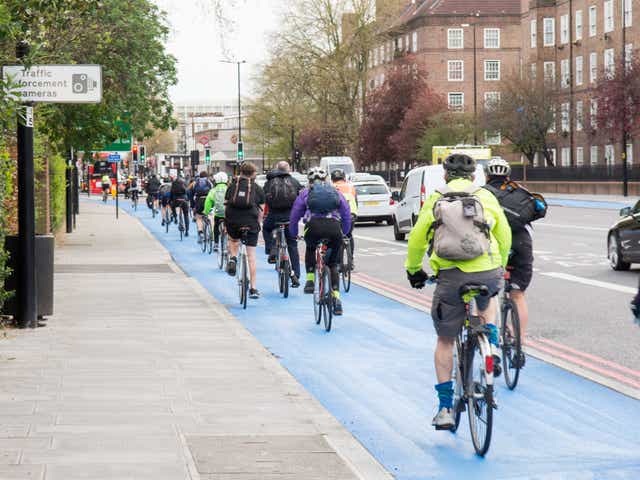 <p>An increase in cycle lanes during the coronavirus pandemic contributed to London becoming the world’s most congested city, according to new analysis</p>