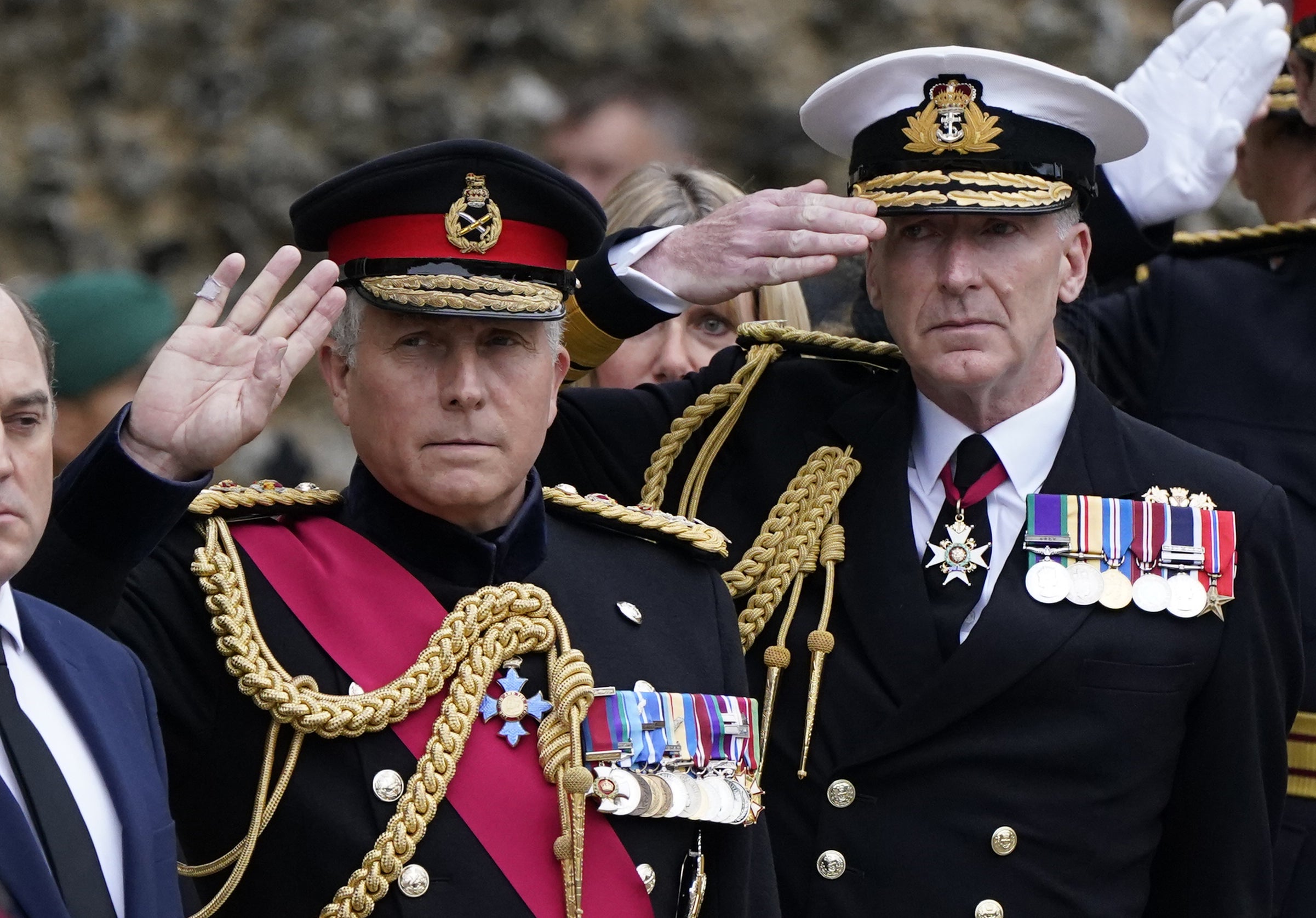 Admiral Sir Tony Radakin, right, replaced General Sir Nick Carter as Chief of the Defence Staff (Andrew Matthews/PA)