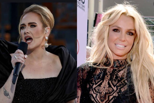 <p>Adele and Britney Spears</p>