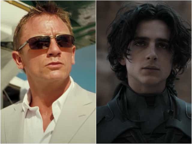 <p>Daniel Craig in ‘No Time To Die’ and Timothée Chalamet in ‘Dune’ </p>